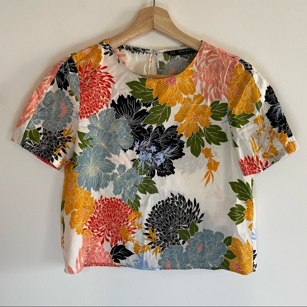 Zara Cotton Blouse in Chrysanthemum print. Size XS.